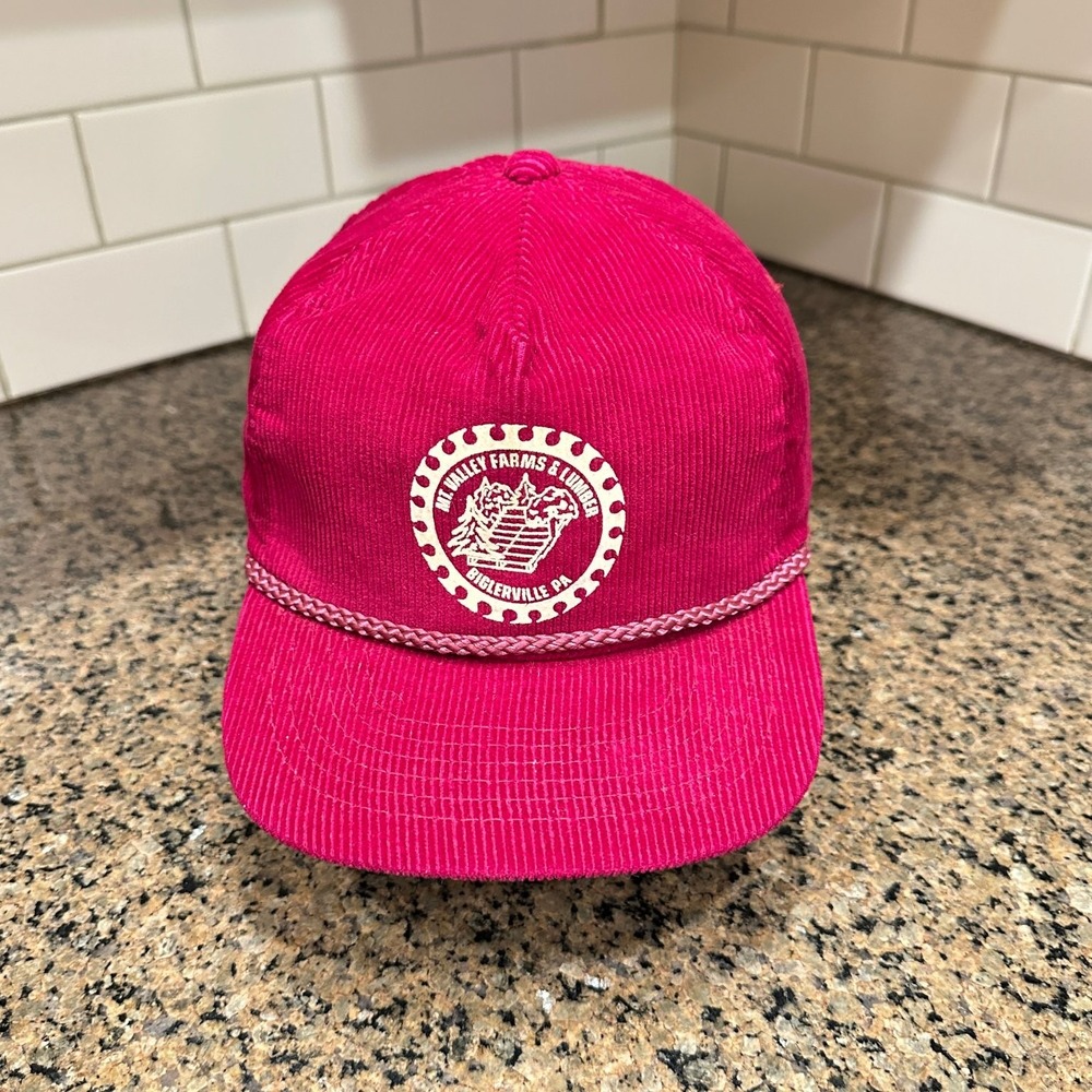 Mt Valley Farms Hat Corduroy Trucker Cap Adjustable Pink Biglerville PA